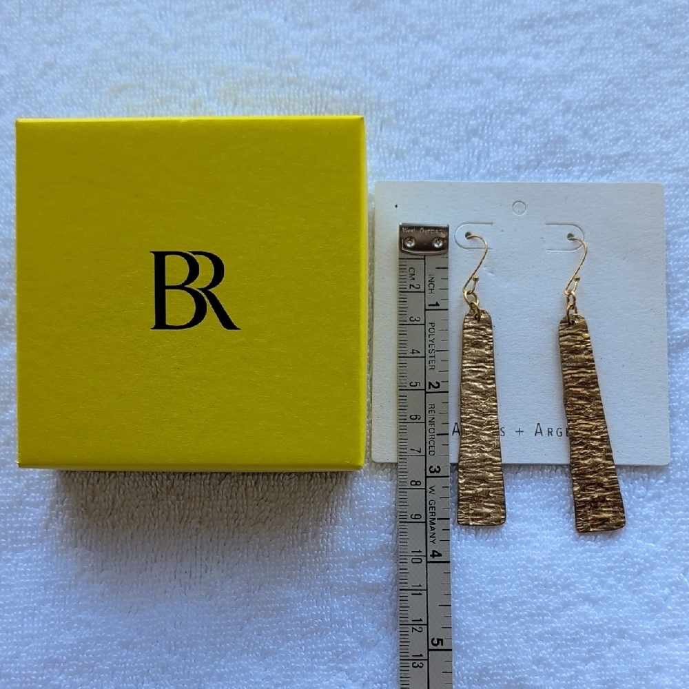 Aureus + Argent hammered brass drop earrings - Picture 3 of 5